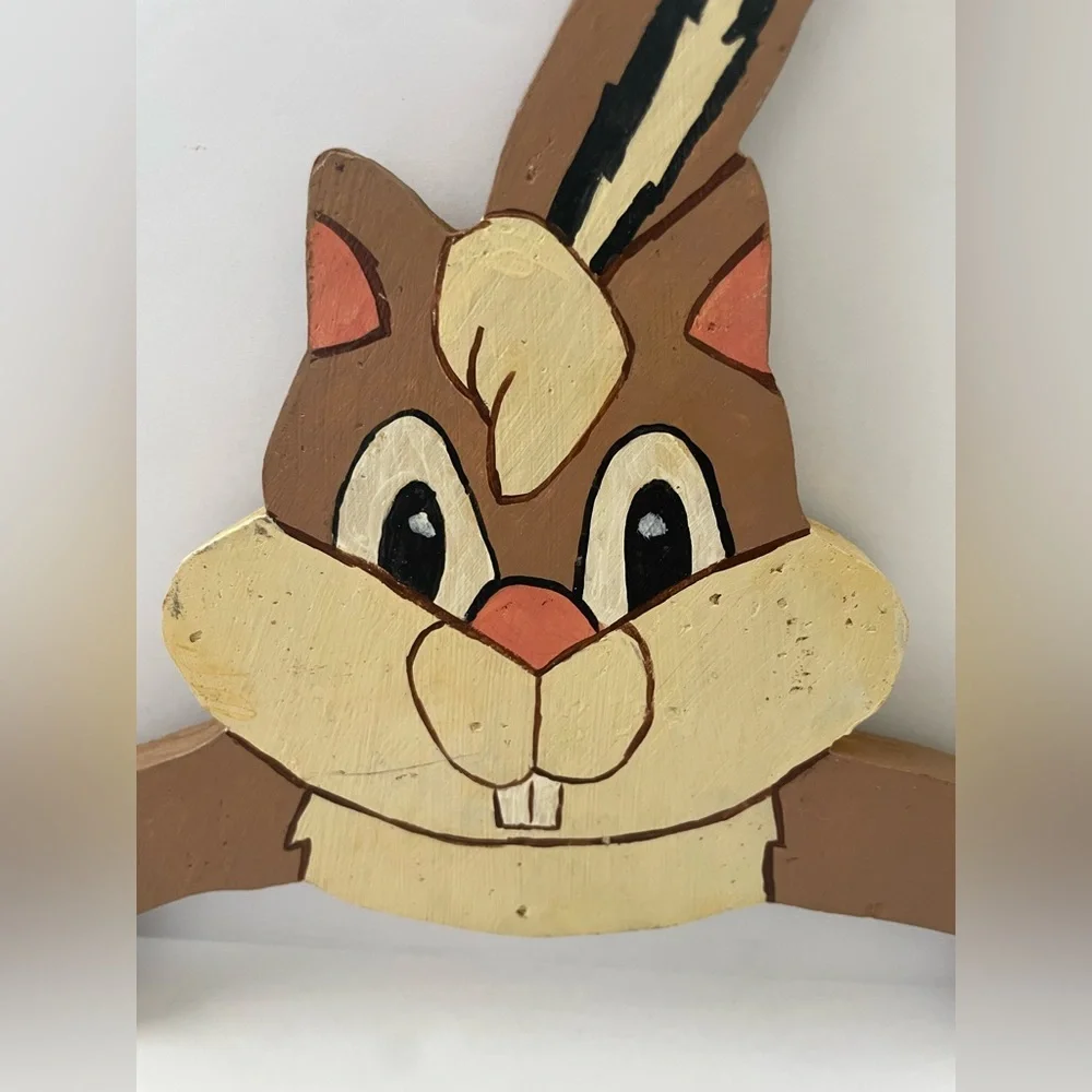 Vintage Kids Children Animal Clothes Hangers Wooden Set Of 3